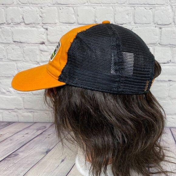 NASA Lunar Mission Trucker hat Mesh Cap Strap Back Orange Black Mad Engine - Picture 2 of 8